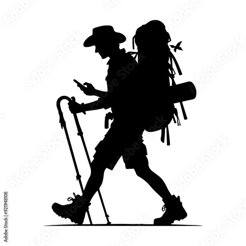 simple and minimal Trailblazing Wanderer Hiker Vector Silhouette