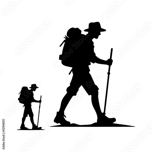simple and minimal Trailblazing Wanderer Hiker Vector Silhouette
