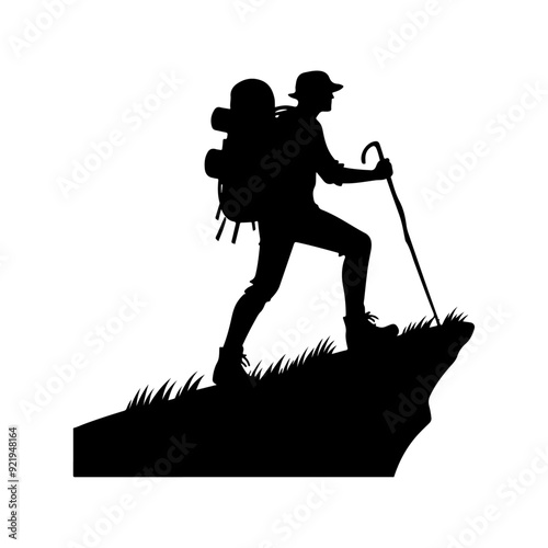 simple and minimal Trailblazing Wanderer Hiker Vector Silhouette