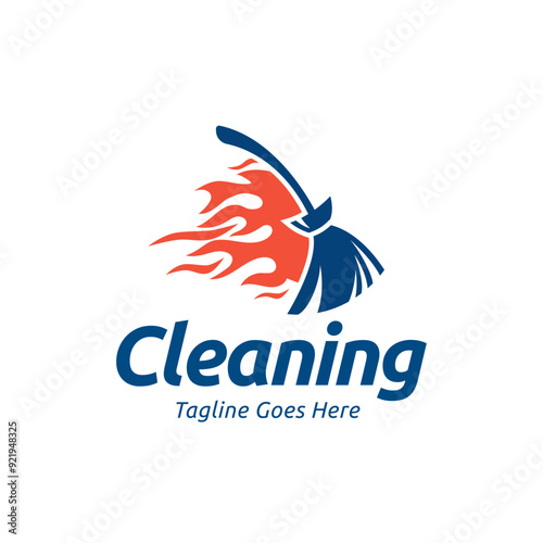 Home Cleaning Services Logo Design Vector. Cleaning broom logo design.