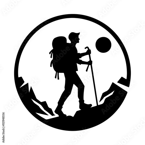simple and minimal Trailblazing Wanderer Hiker Vector Silhouette