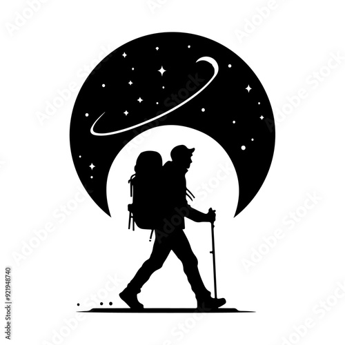 simple and minimal Trailblazing Wanderer Hiker Vector Silhouette