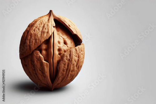 A nut with a double shell. Space for text. photo