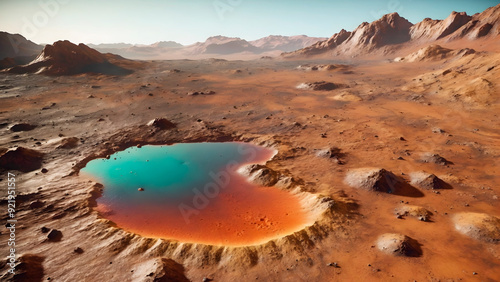 Crater with liquid water on Mars