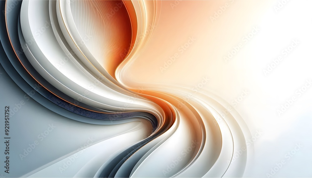 Obraz premium Abstract waves of orange and white hues flowing smoothly in a gradient with soft light