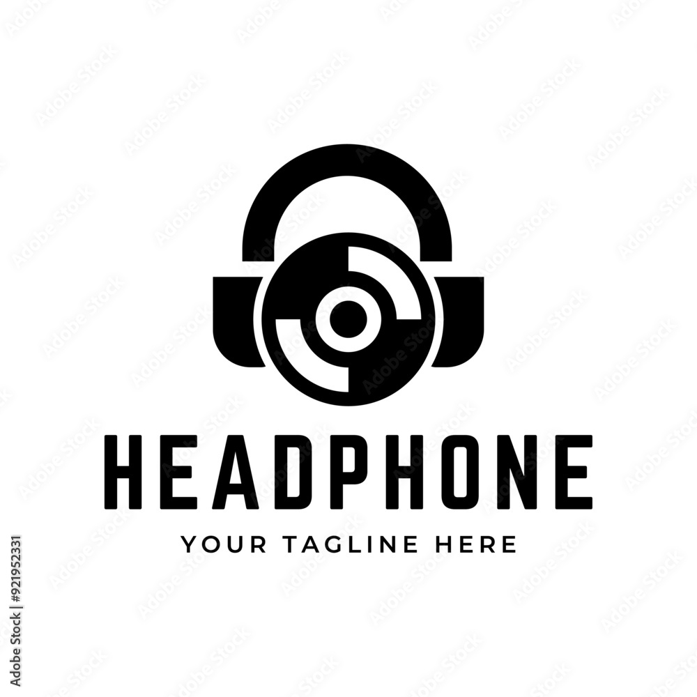 Obraz premium Headphones music audio entertainment logo design template vector.