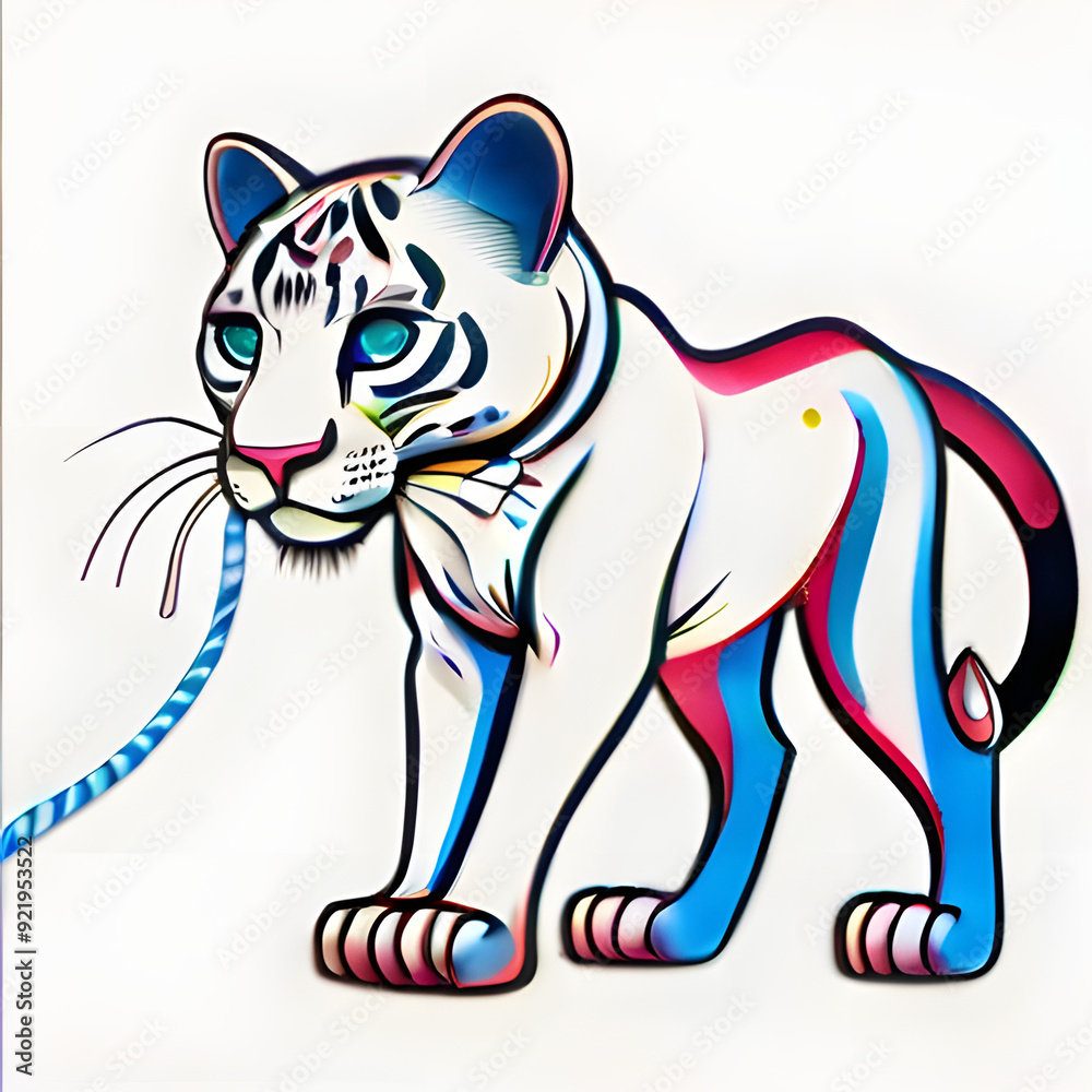 Obraz premium illustration of a cheetah,leopard in the snow,illustration of a leopard,tiger in the jungle,illustration of a tiger,leopard in a background,cartoon