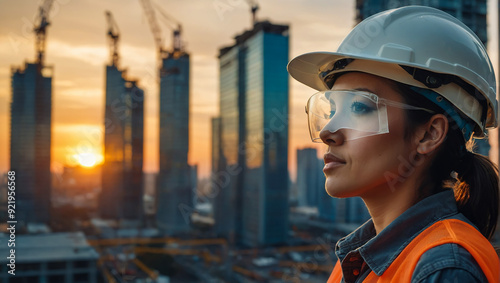 Photo of a female construction worker.AI generated