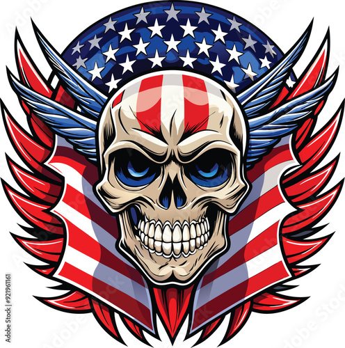 Skull with american flag illustration