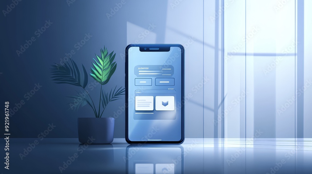 A clean vector illustration of a smartphone with a modern interface. The design features a minimalistic approach with sharp lines and a contemporary color palette to reflect technology. A clean vector illustration of a smartphone with a modern interface. The design features a minimalistic approach with sharp lines and a contemporary color palette to reflect technology.