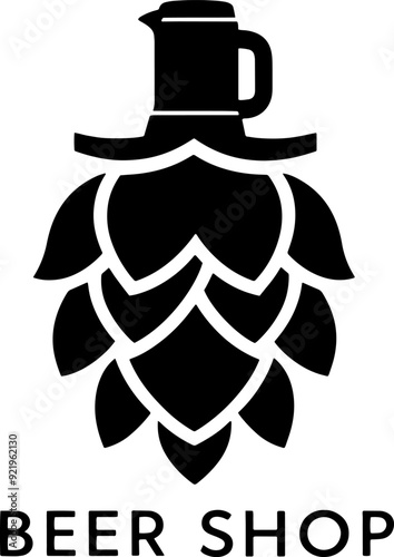 Minimalist silhouette beer shop logo, badge, t-shirt design