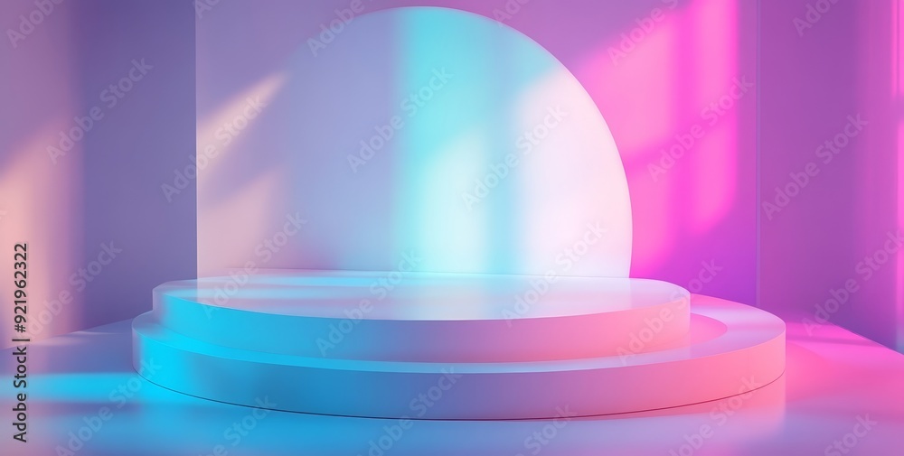 Obraz premium An airy widescreen minimalistic white and light blue architectural background banner with tilted columns.