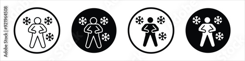 Cold human vector icon set black filled and outlined style.