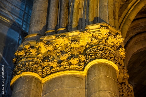 Column decoration in a Cathedral in france