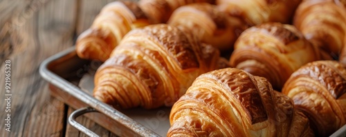 Croissants on a baking sheet