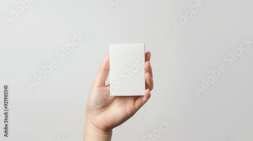 business card in hand, template, white box