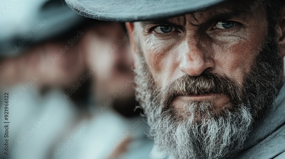 An intense-looking man with a beard and a hat is staring seriously into the distance, highlighting a moment of profound thought and contemplation amid a group setting. An intense-looking man with a beard and a hat is staring seriously into the distance, highlighting a moment of profound thought and contemplation amid a group setting.
