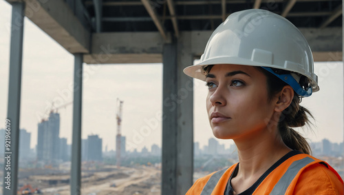 Photo of a female construction worker.AI generated