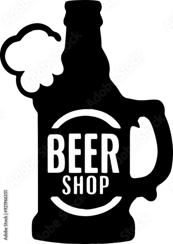 Minimalist silhouette beer shop logo, badge, t-shirt design