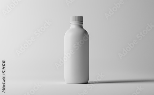 Minimalist white bottle on a plain background.