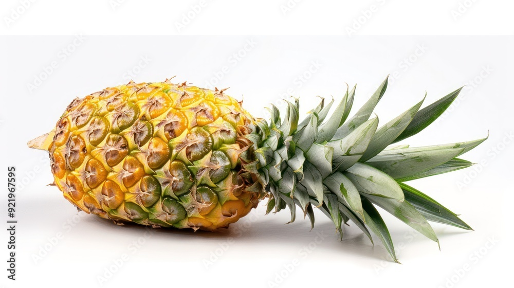 whole pineapple on a white or transparent background. PNG. The pineapple is yellow and spiky, and the leaves are green and spiky whole pineapple on a white or transparent background. PNG. The pineapple is yellow and spiky, and the leaves are green and spiky