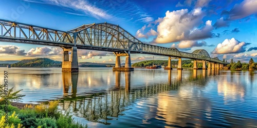 Lewis and Clark Bridge spanning the Columbia River in Washington state, bridge, river, Washington, transportation