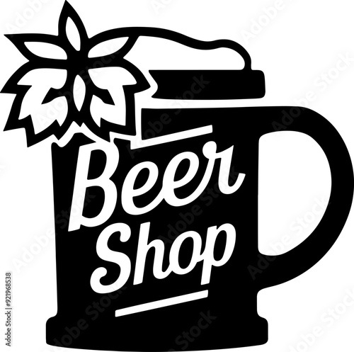 Minimalist silhouette beer shop logo, badge, t-shirt design
