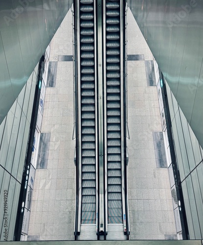 Photography escalator in the subway station