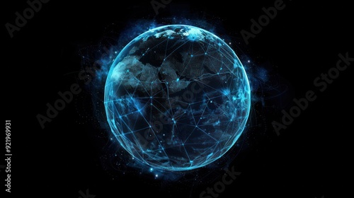 Wallpaper Mural Abstract digital planet Earth with a global network and connectivity concept made of glowing dots, lines, or connections on a black background Torontodigital.ca