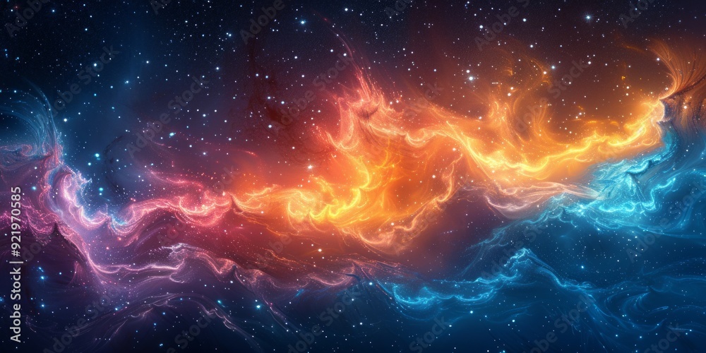 Abstract interpretation of the night sky, with swirling stars and vivid colors, creating a sense of wonder and infinity Abstract interpretation of the night sky, with swirling stars and vivid colors, creating a sense of wonder and infinity