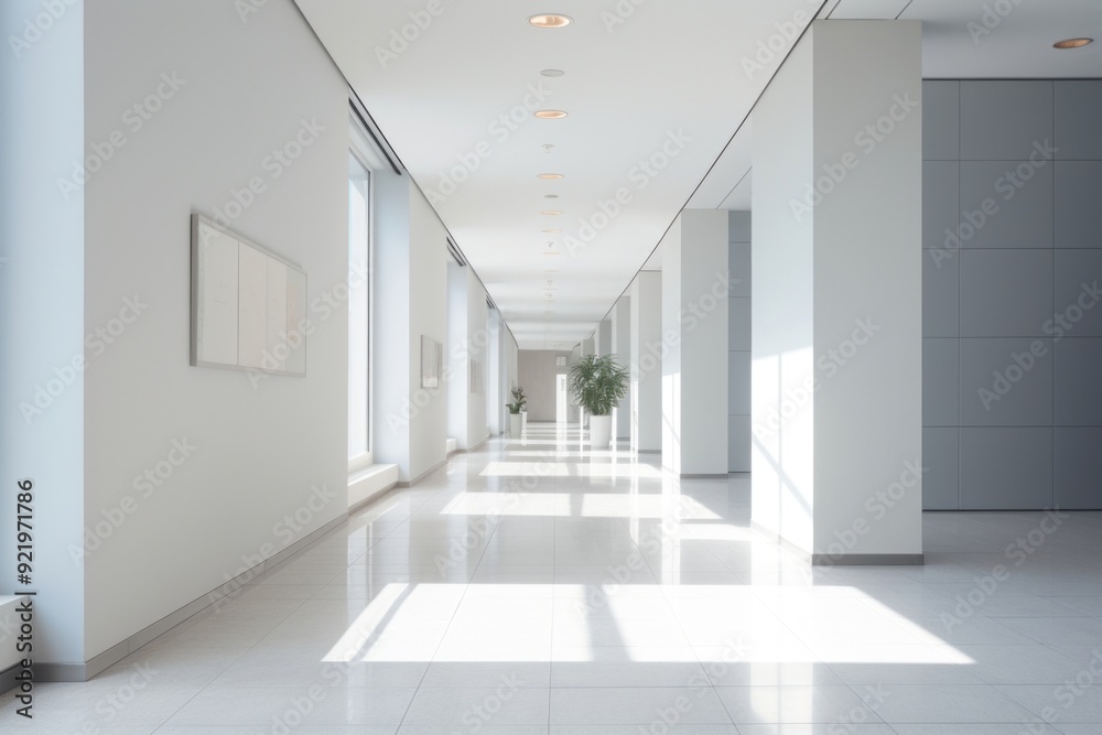 Fototapeta premium Modern office hallway architecture corridor building.
