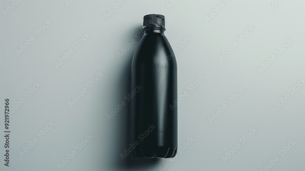 Black water bottle on a clean white backdrop Black water bottle on a clean white backdrop
