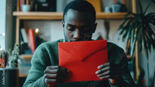 Man hiding with red envelope