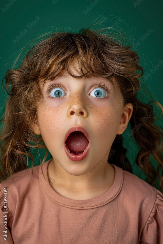 Close-Up Of A Fascinated, Surprised Young Girl Reacting To Wonderful News, Showing A Perfect Smile Close-Up Of A Fascinated, Surprised Young Girl Reacting To Wonderful News, Showing A Perfect Smile