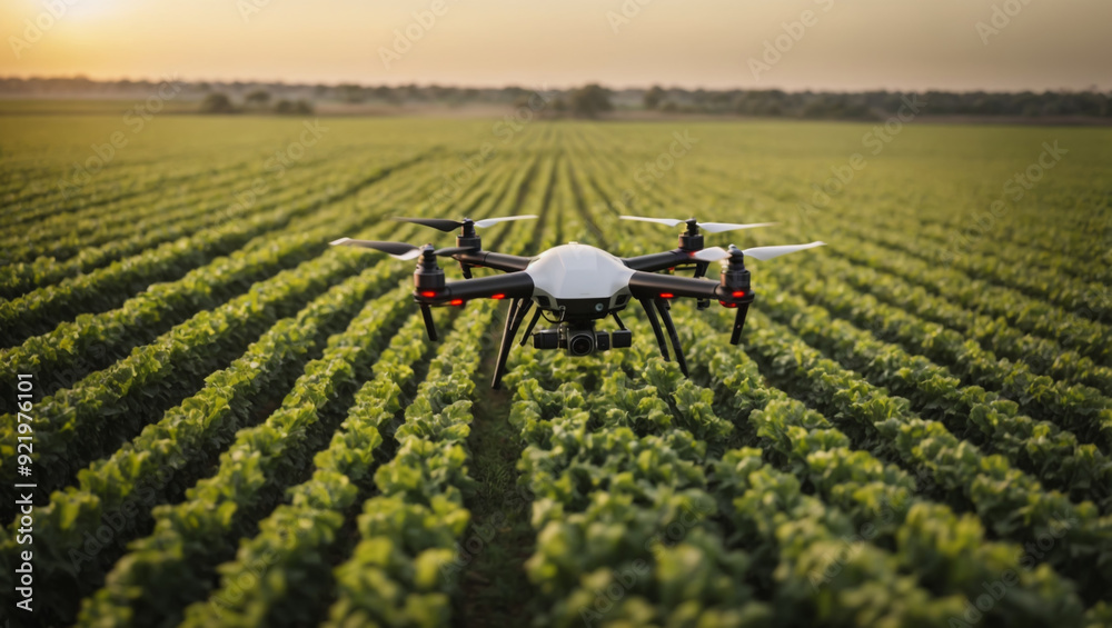 Drones are flying to look at fertile farms. AI generated Drones are flying to look at fertile farms. AI generated
