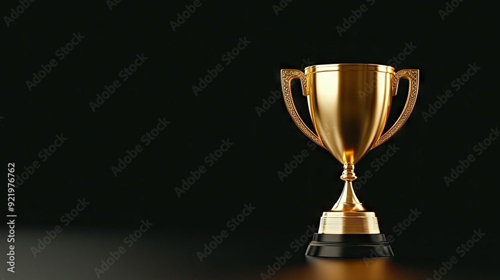 An artistic depiction of a glowing golden trophy symbolizing victory and achievement against a sleek black backdrop An artistic depiction of a glowing golden trophy symbolizing victory and achievement against a sleek black backdrop