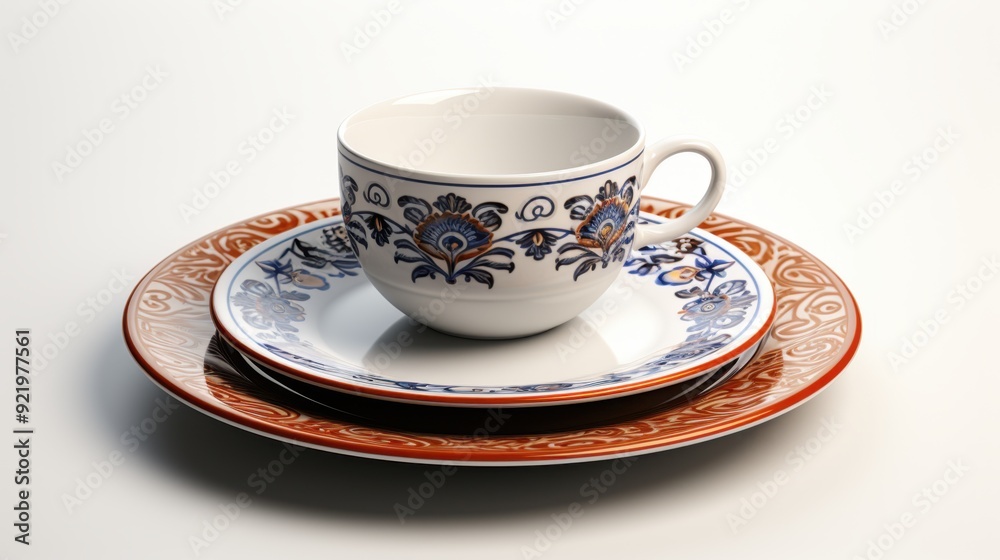Empty bowls plates and cups isolated Empty bowls plates and cups isolated