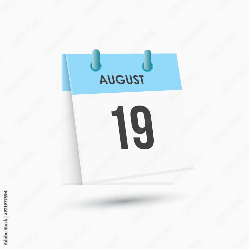 August 19 - calendar and Time planner. Daily Calendar Icon reminder. Vector Illustration. August 19 - calendar and Time planner. Daily Calendar Icon reminder. Vector Illustration.