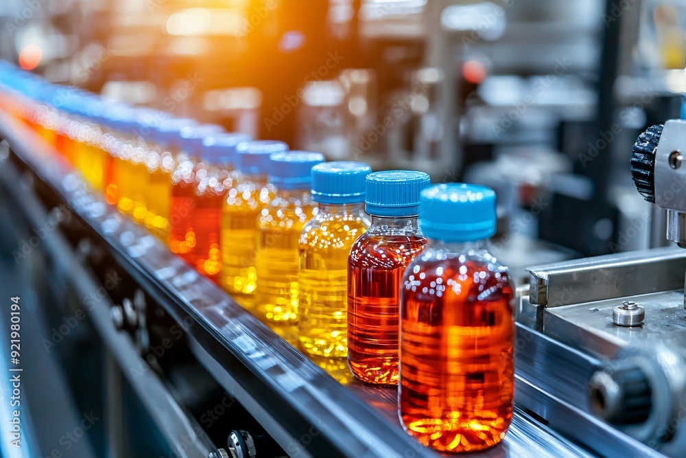 custom made wallpaper toronto digitalBottles on Conveyor Belt in Factory