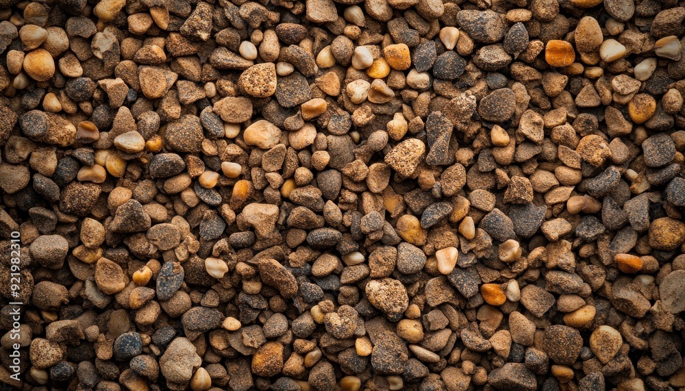 Close-up of colorful gravel stones in various shapes and sizes on a flat surface Close-up of colorful gravel stones in various shapes and sizes on a flat surface