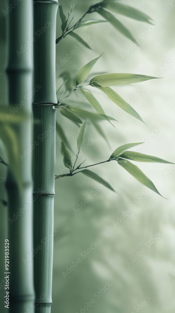 Obraz premium Bamboo forest showing lush green trunks and leaves