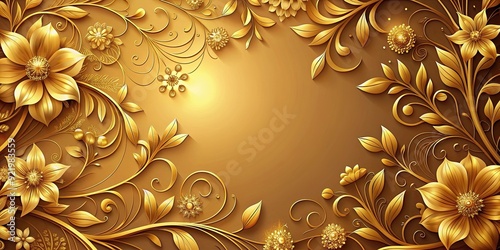 Wallpaper Mural Beautiful golden floral background with intricate details and elegant design, floral, gold, shiny, elegant, luxury Torontodigital.ca