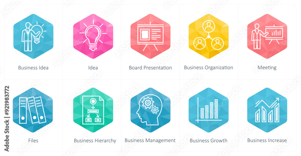 A set of 10 business icons as business idea, idea, business presentation A set of 10 business icons as business idea, idea, business presentation