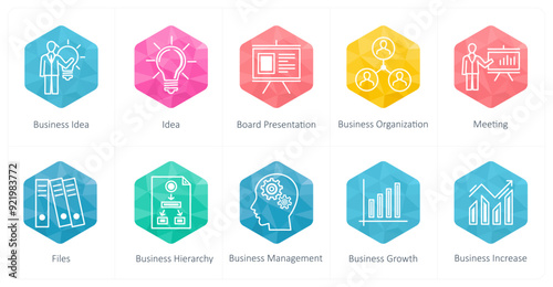 A set of 10 business icons as business idea, idea, business presentation