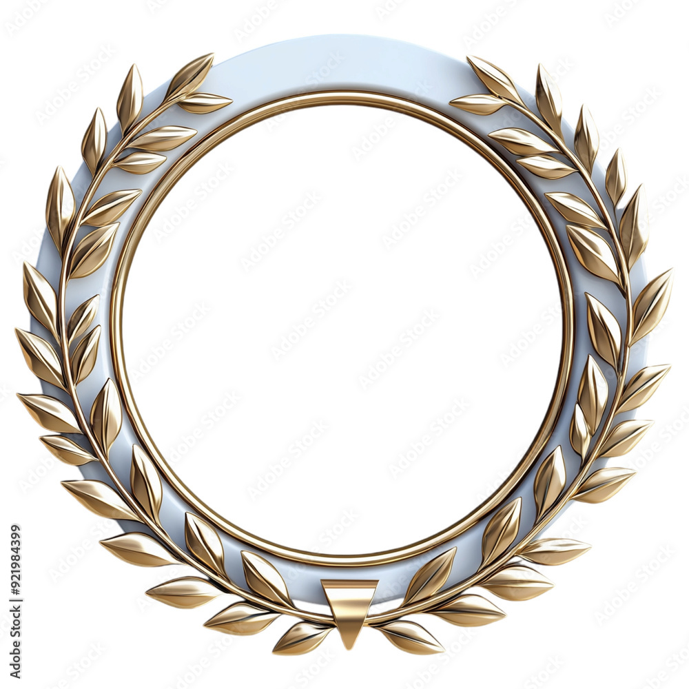 Gold laurel wreath with white highlights isolated on transparent ...