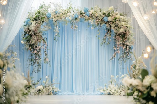 Wedding backdrop aesthetic pastel color floral decoration background