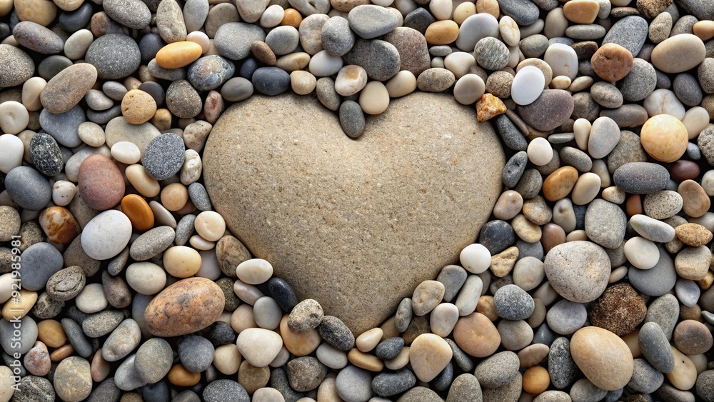 Stone heart surrounded by pebbles, love, symbolic, nature, romance, Valentine's Day, relationship, smooth, texture Stone heart surrounded by pebbles, love, symbolic, nature, romance, Valentine's Day, relationship, smooth, texture