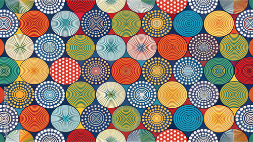 The wallpaper consists of a repeating series of interlocking circles and diamond shapes