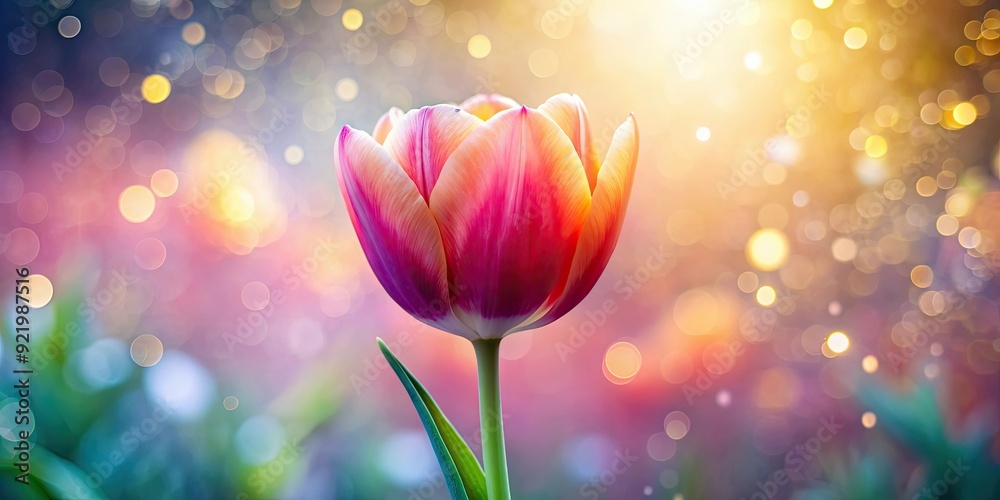 Obraz premium Dreamy tulip flower in soft bokeh light , tulip, flower, dreamy, romantic, soft, light, bokeh, nature, garden, spring