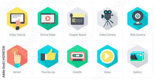 A set of 10 Communication icons as video tutorial, online video, clapper board